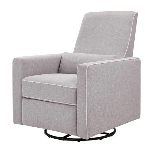 DaVinci Piper 360° Swivel Rocker Recliner Chair - Rocking Chair for Nursery & Living Room, GREENGUARD Gold, FSC & Certi-PUR US Certified, Comfy Nursery Glider Recliner - Heathered Grey w/Cream Piping