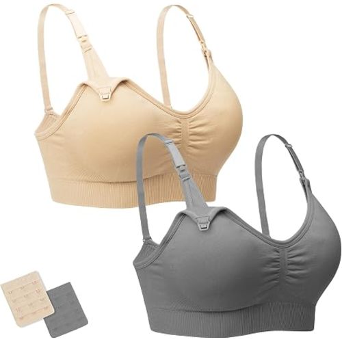 Stelle Nursing Bras Maternity Bralette Seamless for Breastfeeding | Removable pads, Soft stretch fabric, One-hand clips, Pregnancy, Postpartum, Everyday comfort