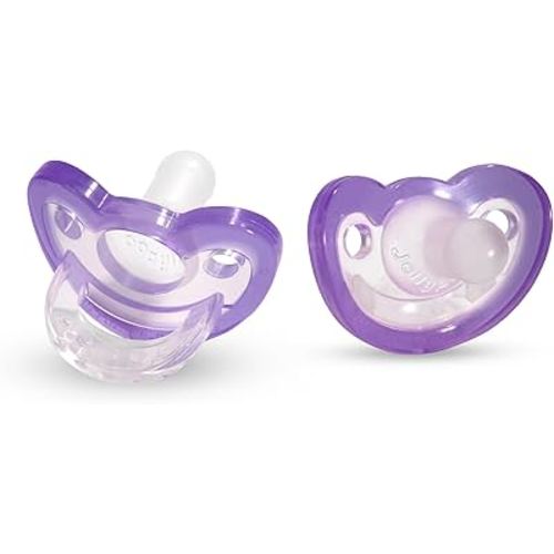 RaZbaby Jollypop Pacifier for Newborns & Up, USA Made, Natural Shaped Orthodontic Binky, Lovingly Shared in NICUs & Hospitals Worldwide, Medical-Grade 100% BPA-Free - 0-3 Months, 2 Pack - Lavender