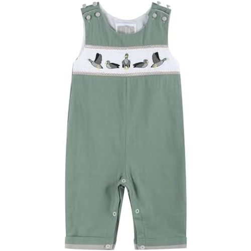Baby Boys Mallard Smocked Overalls