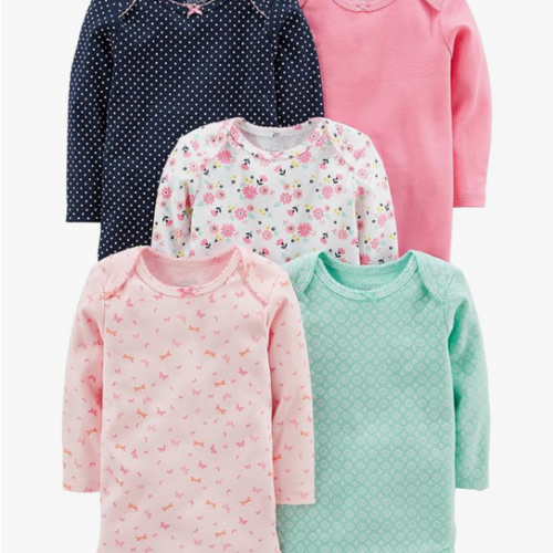 Simple Joys by Carter's Baby Girls' Long-Sleeve Bodysuit, Pack of 5