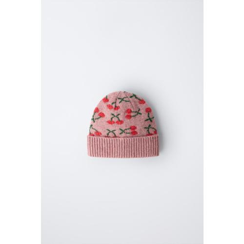 CHERRY KNIT HAT - Pink | ZARA United States