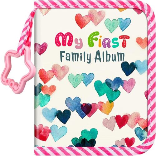 Fintie Baby Photo Album 4x6 Inch, 18 Photos My First Family Album Book with Soft Cloth Cover & Hook for Newborn/Toddlers/Kids/Baby Shower Memory Birthday Gifts, Raining Hearts