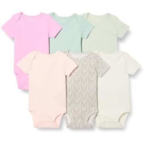 Amazon Essentials Toddlers and Babies' Short-Sleeve Bodysuits, Multipacks