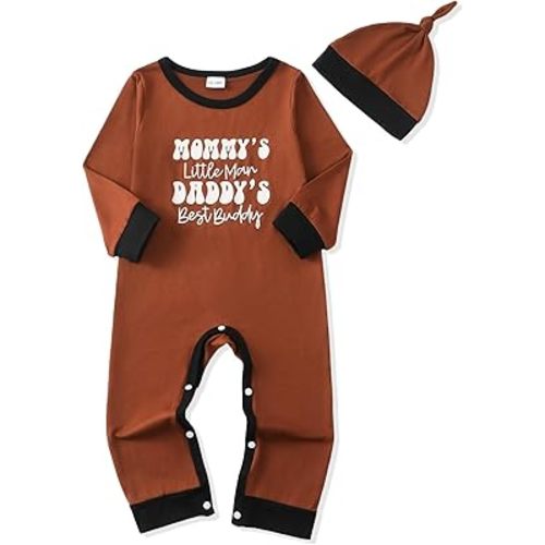 NZRVAWS Baby Boy Clothes Preemie Infant Boy Bear Outfits Jumpsuit Bodysuit Letter Print Romper