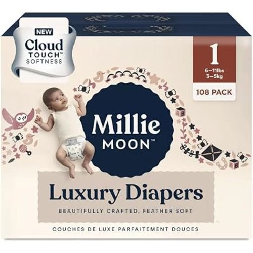 Millie Moon Luxury Diapers Sizes 1-6 (Choose Size) (Size 1-108 Diapers (6lbs-11lbs)) COUCHES DE Luxe