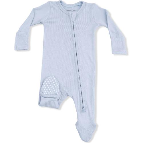 Solid Niagara Mist Rib - 2 Way Zipper Footie