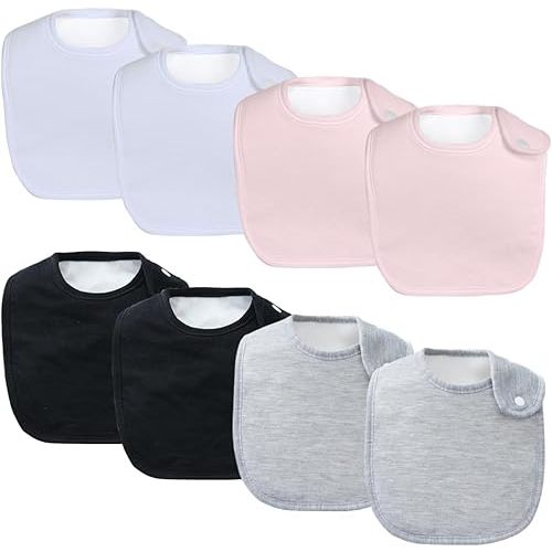8 Pack Baby Bibs Unisex Adjustable with Snaps Ultra Soft Absorbent Drooling Teething for Boys and Girls