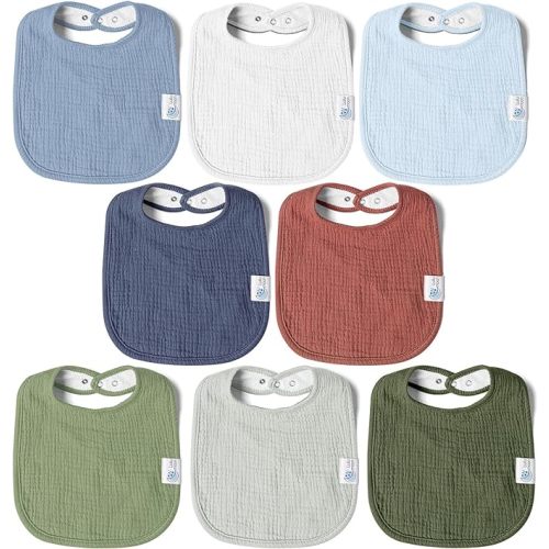 lulumoon Muslin Baby Drool Bibs Absorbent Bandana Bibs 100% Cotton for Drooling Baby Girls Boys (Basic)