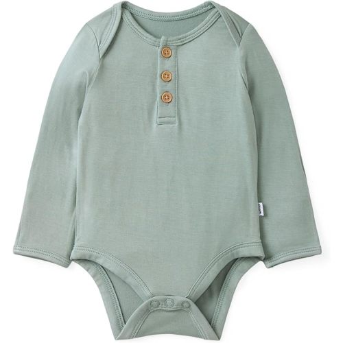 Little Sleepies Newborn Henley Bodysuit, Soft Viscose from Bamboo Long Sleeve Bodysuit for Baby Boys & Girls, Baby Clothes