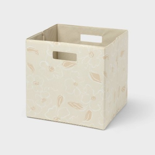 13"x13'' Fabric Bin Ivory Leaf - Brightroom™