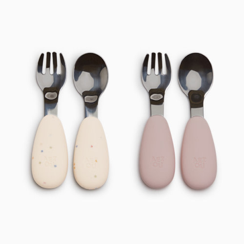 AEIOU Stainless Steel Utensils (4 Pack) - Petal/Oat Speckle