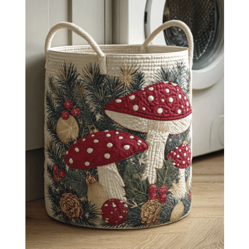 Mushroom Realm Quilted Laundry Basket NCU0NTD1141 – Quiltnest