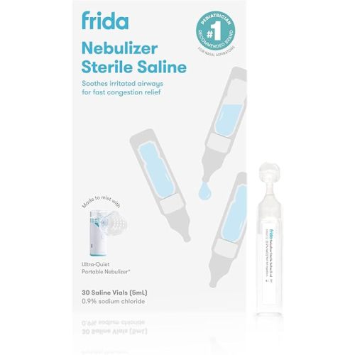 Frida Baby Saline Solution for Nebulizer, OTC Saline Ampoule Solution for Infants, Babies, Kids & Adults, Respiratory & Congestion Relief, Soothing Inhalation, Safe Ingredients, 30ct