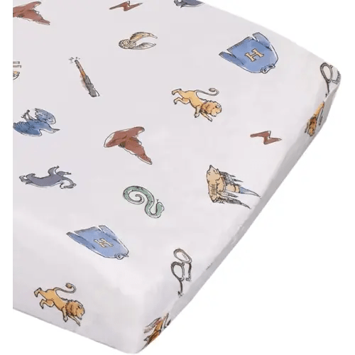 Warner Brothers Harry Potter Welcome Little Wizard Navy, Burgundy, Blue, and White Super Soft Contoured Changing Pad Cover