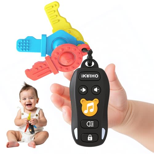 Baby Toy Car Keys - Baby Keys Toy Pretend Play with Sounds & Lights for 6M+ | Pretend Play Keys Interactive Musical Sensory Learning Toys, Gifts for 1 Year Old Boys Girls Infant Toddler Kid Age 6+ Months
