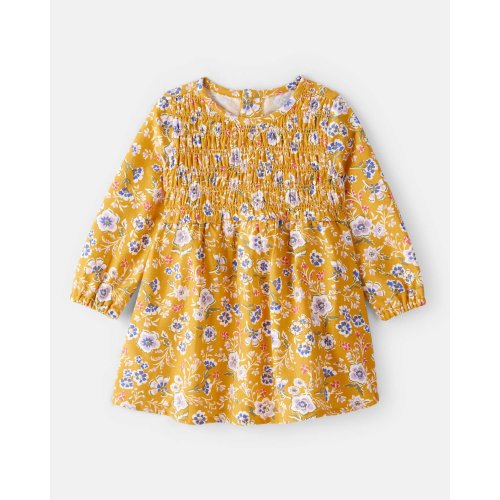 Baby Girl Smocked Floral Long-Sleeve Dress - Yellow | Carter's