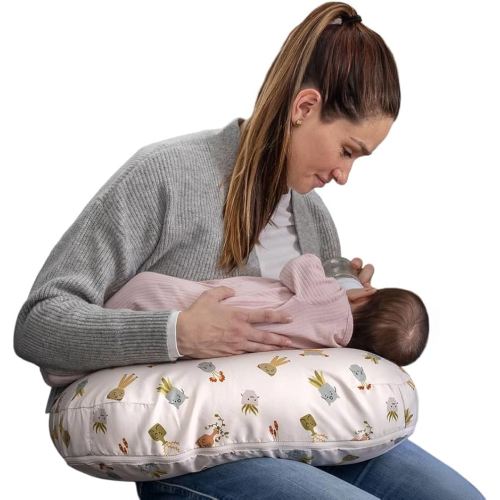Boppy Nursing Pillow - Firm, Ergonomic U-Shaped Bottle and Breastfeeding Pillow with High Lift for Comfort and Support, Spacious Surface - Tan Happy Houseplants