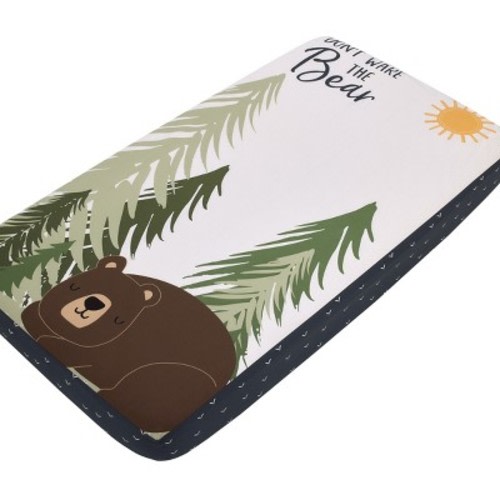 NoJo Into the Wilderness Navy, White, Green and Brown Don’t Wake the Bear 100% Cotton Photo Op Fitted Crib Sheet