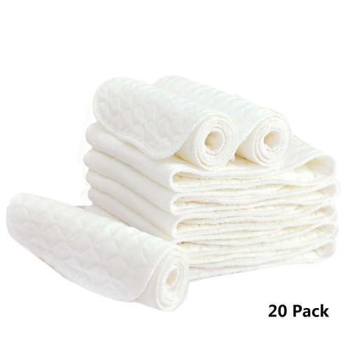 20 Pack Unisex Baby Cloth Diapers Thick Washable Cotton Reusable Diaper Flat-Fold Soft Absorbent Burp Cloths Babies Toddlers, 6 Layers, 17.72*6.3 In