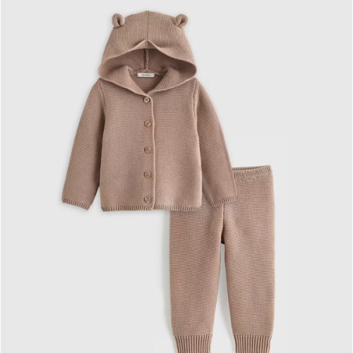 100% Organic Cotton Sweater Set - Oatmeal - 9-12 Mo