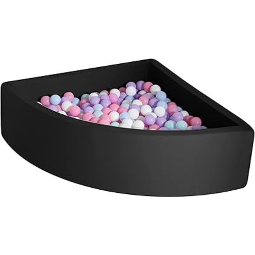 Ball Pit Memory Foam Pit Soft Pool Fan-Shape Soft Equipment for Toddlers Kids - Black (Balls NOT Included)