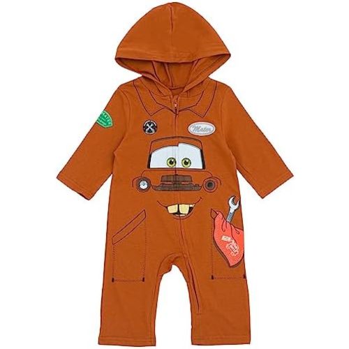 Disney Pixar Cars Tow Mater Lightning McQueen Zip Up Cosplay Coverall Newborn to Little Kid