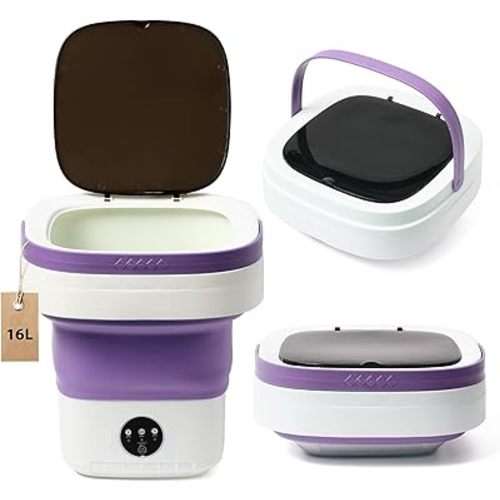 Mini Portable Foldable Washer - 16L Portable Washing Machine, Spin dryer, Small Folding Washing Machine 3 Cleaning Modes for Baby Clothes/Intimate Apparel, for Travel, Home
