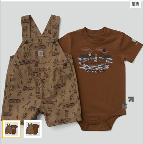 Boys' 2-Piece Short Sleeve Bodysuit & Canvas Printed Shortall Set (Baby) | Tops | Carhartt