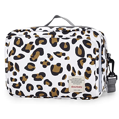 MOMIGO Baby Diaper Caddy Bag - Diaper Caddy Tote Baby Stroller Bag Nursery Storage Bin for Diapers, Wipes & Toys Mini Diaper Bag for Outdoor (Leopard)