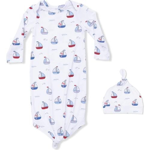 Bubbly Sailboats Blue - Knotted Gown and Hat