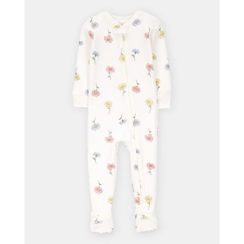 Baby Girl Floral Print PurelySoft Footie 1-Piece Pajamas - Ivory - Carter's | Carter's