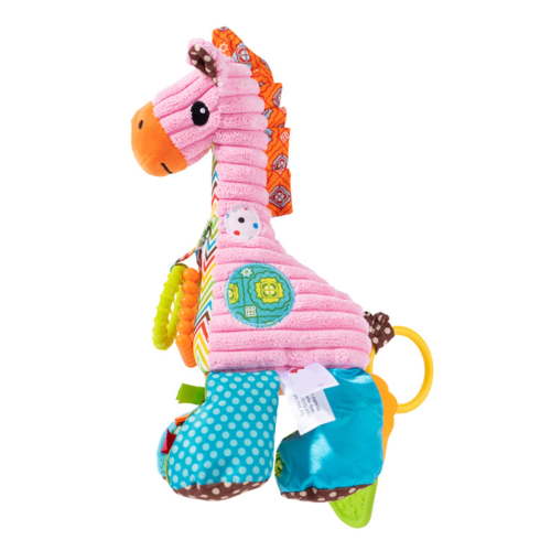 A Multi Sensory Rattle Toy With Textures Crinkle Sound Stuffed Animals For Stroller Car Seat Attachment Enhances Development Soft Plush Size 10.6X5.5X3.1 Inches Net Weight 0.42 Pounds