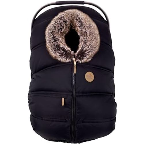 PETIT COULOU Housse de siège auto d'hiver pour bébé, respirante, extra chaude et confortable avec cadre structurel breveté, protège votre bébé ou nouveau-né contre le froid extrême, la pluie et le vent (onyx)