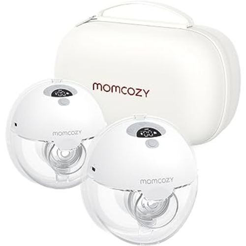 Momcozy Breast Pump Hands Free M5, Wearable Breast Pump of Baby Mouth Double-Sealed Flange with 3 Modes & 9 Levels, Electric Breast Pump Portable - 24mm, 2 Pack Quill Gray