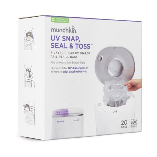 Munchkin UV Snap, Seal & Toss Diaper Pail Refill Bags - 20pk (holds 600 nb diapers)