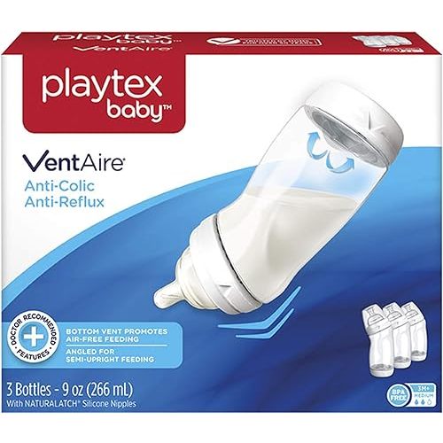 Playtex Baby Ventaire Anti Colic Baby Bottle, BPA Free, 9 Ounce - 3 Count