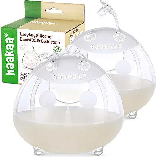 haakaa Ladybug Milk Collectors Breastmilk Catcher Wearable Nursing Cups for Breastfeeding Moms to Collect Leaky Breast Milk, Protect Sore Nipples, Made of Soft Food Grade Silicone(1.4oz/40ml,2PCS)