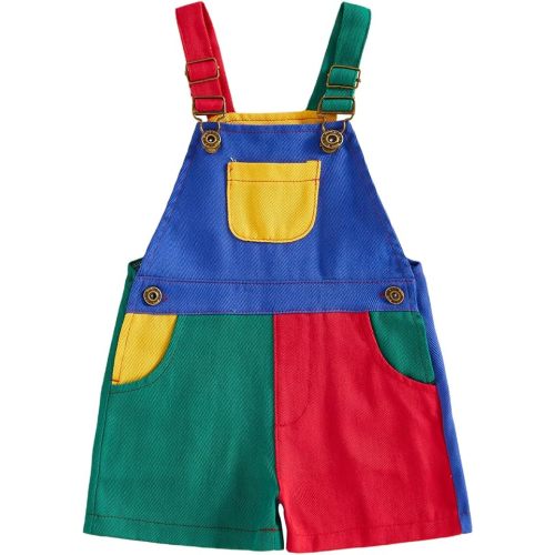 Toddler Kids Baby Girl Boy Contrast Color Overalls Shorts Clothes | 6-12 Months,12-18 Months,18-24 Months,2T 3T 4T 5T 6T 7T,Adjustble Shoulder Strap Jumpsuit Workwear,Girls Boys Clothing