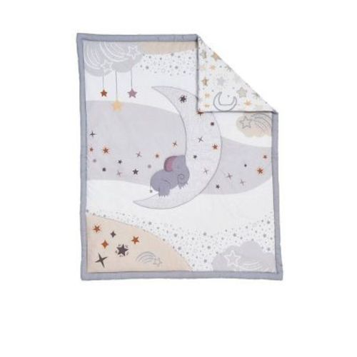 Oxford Baby 3pc Crib Bedding Set - Star Gazer: Midweight Cotton Quilt, Fitted Sheet & Bed Skirt with Star Pattern