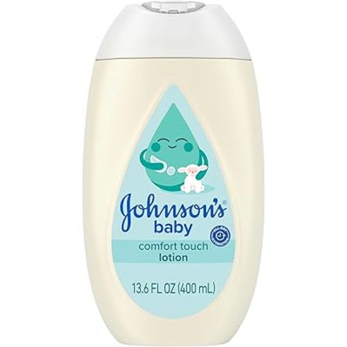Johnson's Baby Comfort Touch Newborn Baby Face & Body Lotion, Silky Moisturizing Lotion, Baby Essentials, Hypoallergenic, No added Parabens &Dyes, 13.6 fl. oz