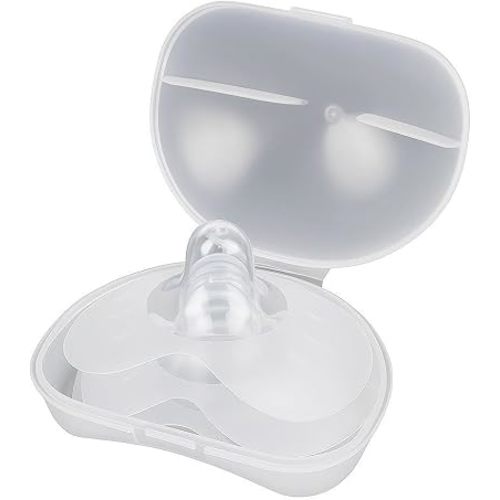 Breastfeeding Nipple Shields for Nursing Newborn Baby Nippleshield Breast Feeding 2 Count with Sterilizing Storage Case Clear (Size 16-20MM)