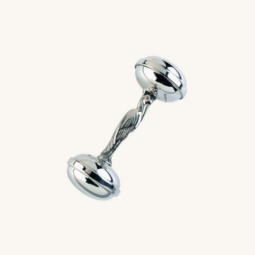 Sir Proper Rattle - Pewter | Heirloom Baby Stork Rattle & Newborn Gift