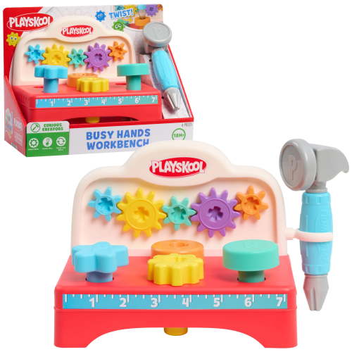Playskool Busy Hands Workbench, Curious Creators Learning Toy, Interactive Tool Bench with Gears and Hammer Play, Ages 9 Months+