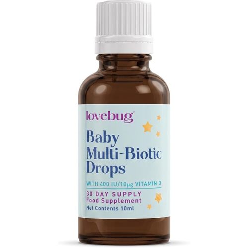 LOVEBUG Baby Probiotic Drops - Organic Probiotics for Immune Support and Baby Constipation & Colic Relief - Tasteless & Sugar-Free Liquid Drops for Newborns, Babies & Infants (0-12 Months) - 10ml