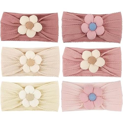 AQOKKA Baby Flower Headbands Nylon Baby Girl Headbands Soft Handmade Hairbands Toddler Hair Accessories for Girls Baby Newborn Infant Kids