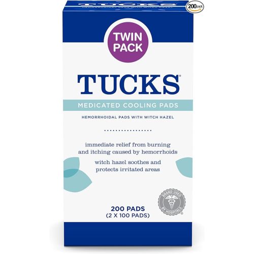 TUCKS Medicated Cooling Pads, 200 Count - Witch Hazel Pads for Sensitive Areas, Cleanse and Protect from Irritation - 200 Count (Pack of 1) - Cooling Pads Only