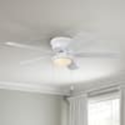 Hampton Bay Hugger 52 in. LED Indoor White Ceiling Fan with Light Kit AL383LED-WH