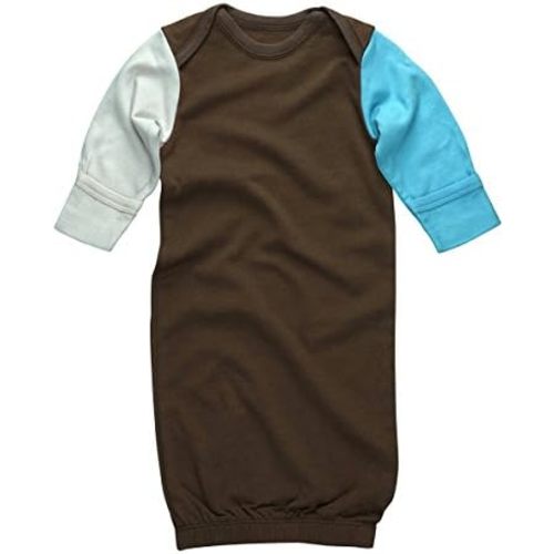 Babysoy Newborn Baby Long Sleeve Color Block Organic Sleeper Gown/Bundler