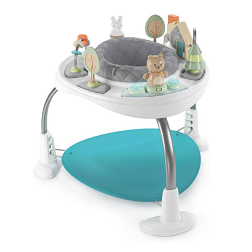 Ingenuity Spring & Sprout 2-in-1 Baby Activity Center Jumper and Table with Infant Toys - Ages 6 Months +, First Forest